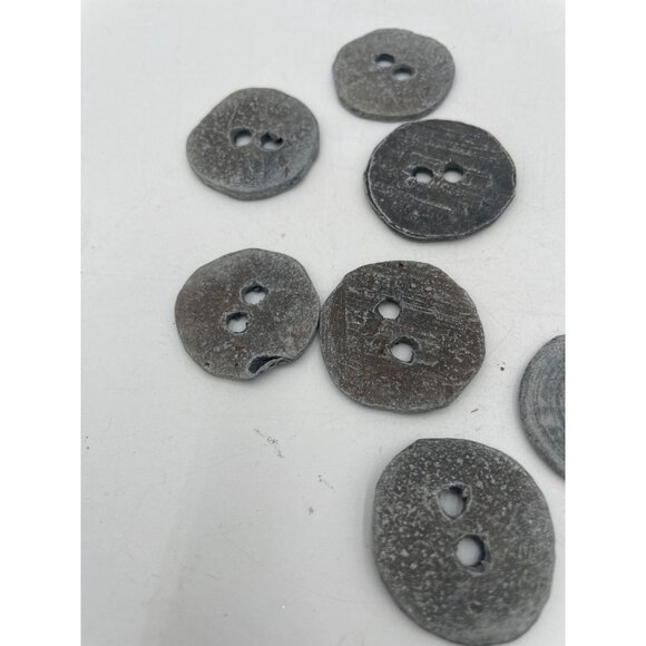 Vintage WWII Lead Metal Button Set With Rustic Patina & Unique Double-Hole Desi - Picture 4 of 5